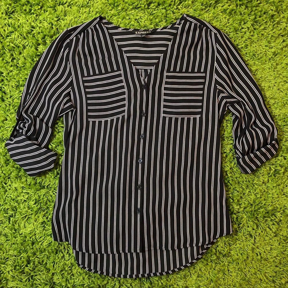 NWOT Express Striped Button Up Shirt Blouse